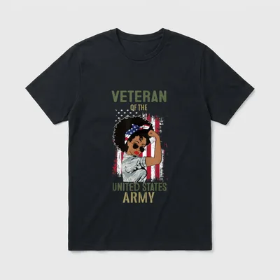 Black Female Army Veteran T-Shirt – Classic T-Shirt in Black