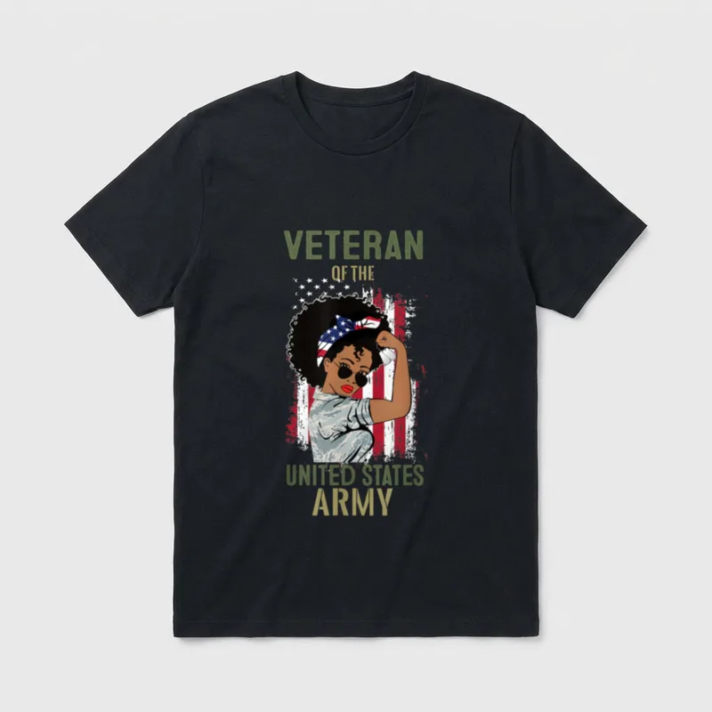 Black Female Army Veteran T-Shirt – Classic T-Shirt in Black