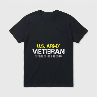 US Army Veteran Pride T-Shirt – U.S. Army Veteran text with Defender of Freedom tagline – Classic T-Shirt in Black