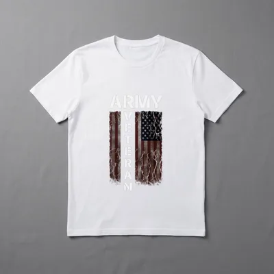 American Flag Army Veteran T-Shirt – ARMY VETERAN text overlaid on distressed American flag – Classic T-Shirt in Black