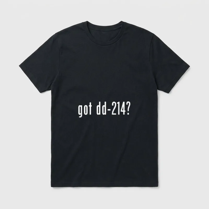 Army Veteran Discharge T-Shirt – got dd-214? in white text on gray background – Classic T-Shirt in Black