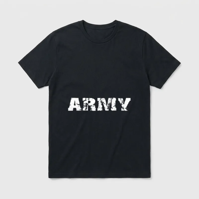 US Army Veteran T-Shirt – Distressed white letters spelling ARMY on gray background – Classic T-Shirt in Black