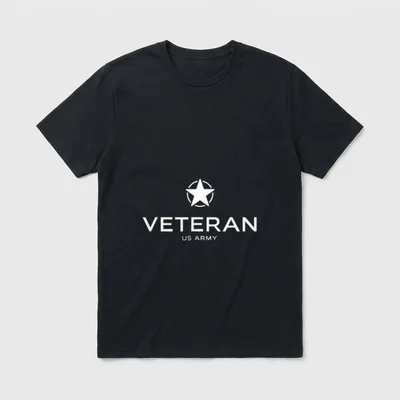 Military Veteran Pride T-Shirt – White star with "VETERAN" and "US ARMY" text – Classic T-Shirt in Black