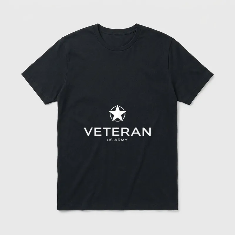Military Veteran Pride T-Shirt – White star with "VETERAN" and "US ARMY" text – Classic T-Shirt in Black