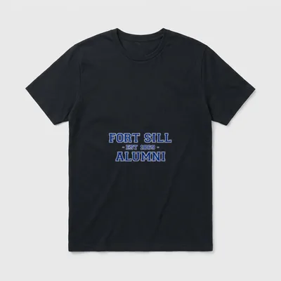 Fort Sill Army Veteran T-Shirt – FORT SILL - EST 1869 - ALUMNI in blue block lettering – Classic T-Shirt in Black