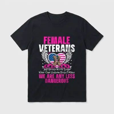 Female Veteran Patriotic T-Shirt – Classic T-Shirt in Black