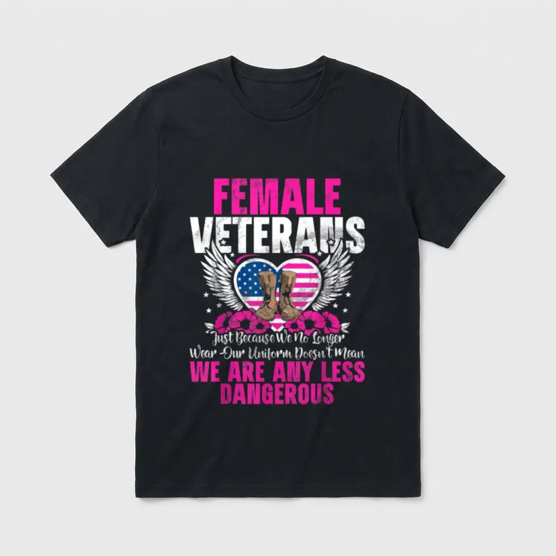 Female Veteran Patriotic T-Shirt – Classic T-Shirt in Black