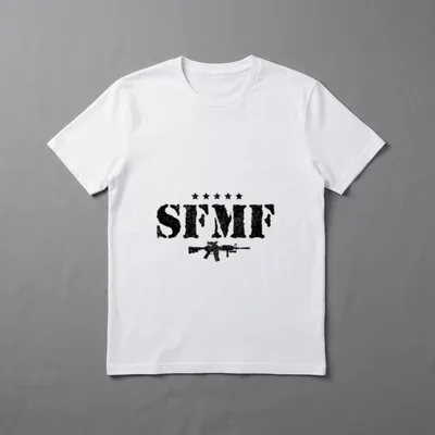 Military Veteran American Soldier T-Shirt – SFMF text with five stars above and rifle below – Classic T-Shirt in Black