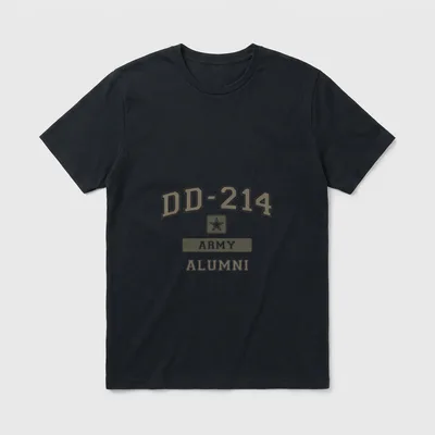 US Army Alumni T-Shirt – DD-214 ARMY ALUMNI text with military star symbol – Classic T-Shirt in Black