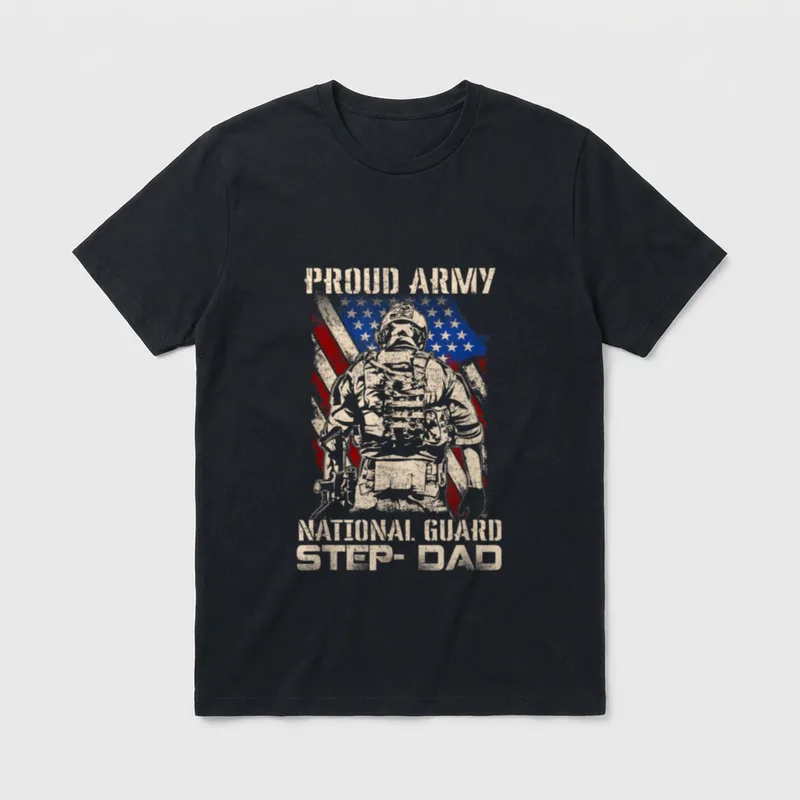 Army National Guard Step-Dad Veteran T-Shirt – Classic T-Shirt in Black