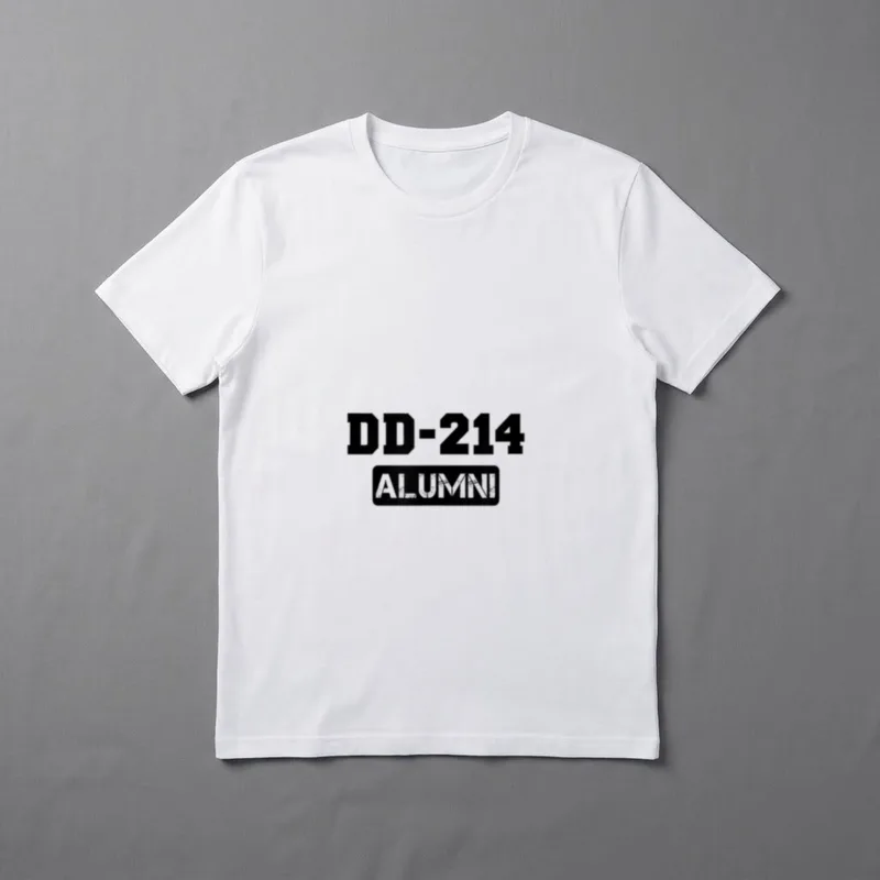 Military Discharge Soldier T-Shirt – DD-214 ALUMNI in bold distressed lettering – Classic T-Shirt in Black