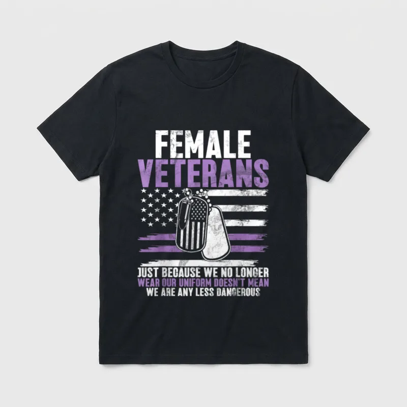 Women Veteran Soldier T-Shirt – Classic T-Shirt in Black