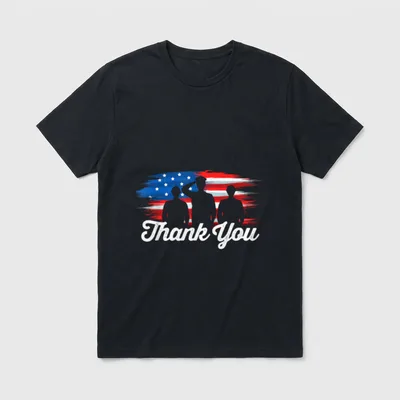 Patriotic American Flag Thank T-Shirt – Classic T-Shirt in Black