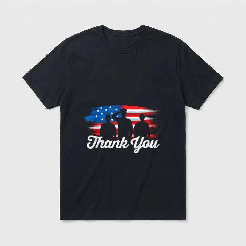 Patriotic American Flag Thank T-Shirt – Classic T-Shirt in Black
