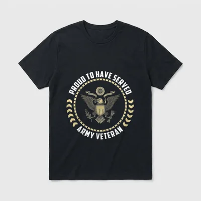 Proud To Have Served T-Shirt – Proud To Have Served Army Veteran in white text with Great Seal – Classic T-Shirt in Black