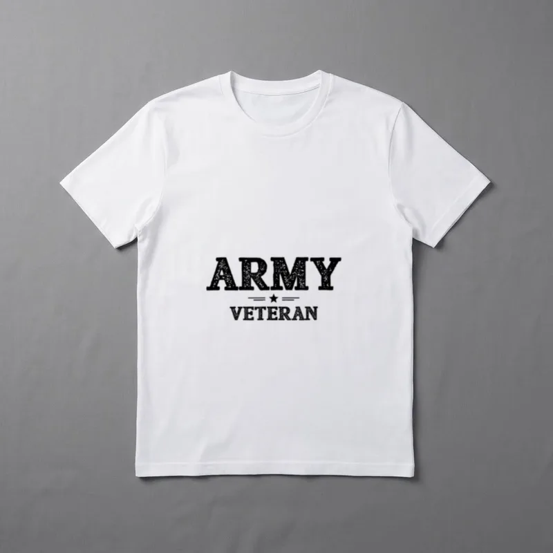 Army Veteran PT Workout T-Shirt – Distressed ARMY and VETERAN text with a centered star – Classic T-Shirt in Black