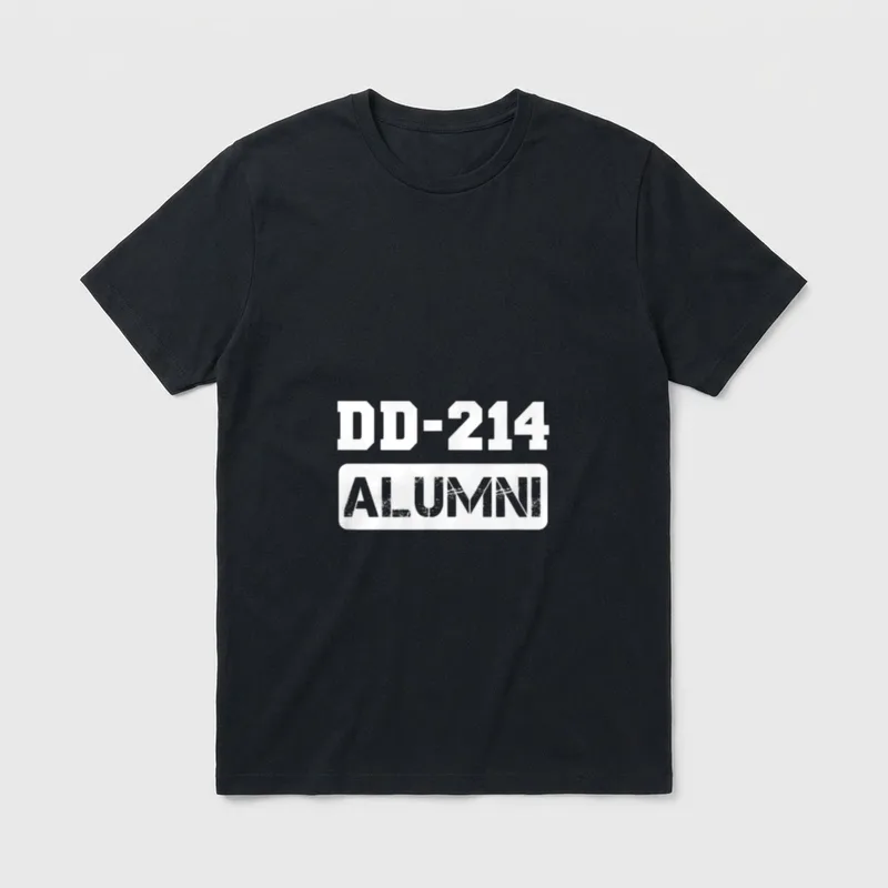 Army Veteran Alumni T-Shirt – DD-214 ALUMNI in military stencil lettering – Classic T-Shirt in Black
