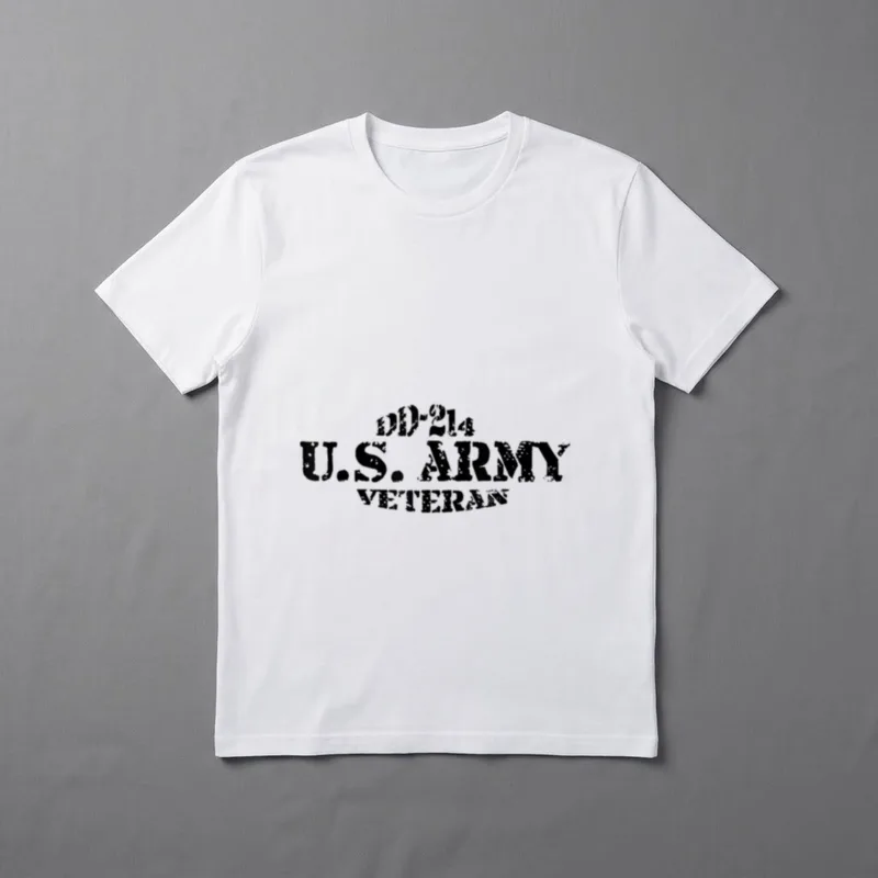 Retired Military Service T-Shirt – DD-214, U.S. ARMY, VETERAN in distressed black lettering – Classic T-Shirt in Black