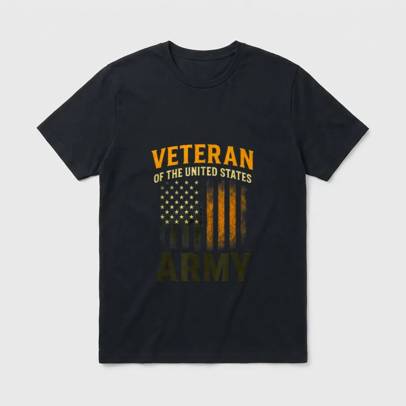 Army Veteran American Flag for Men T-Shirt – Classic T-Shirt in Black
