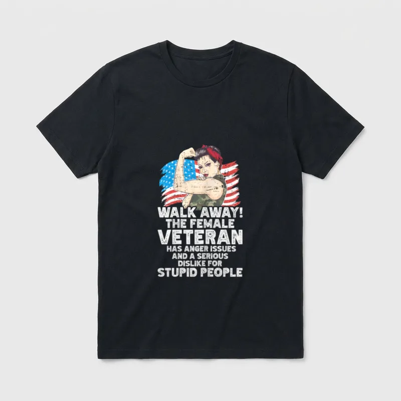 Veteran Women Female Soldier Veterans USA T-Shirt – Classic T-Shirt in Black