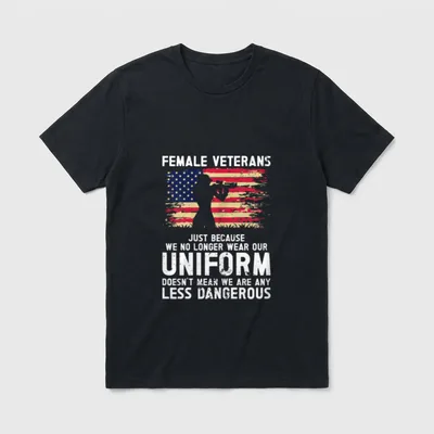 Veteran Women Female Soldier Veterans Support T-Shirt – Classic T-Shirt in Black