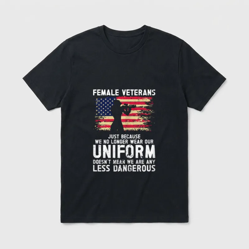Veteran Women Female Soldier Veterans Support T-Shirt – Classic T-Shirt in Black