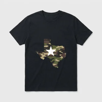 Texas Texan Army Camouflage Star Map T-Shirt – Classic T-Shirt in Black