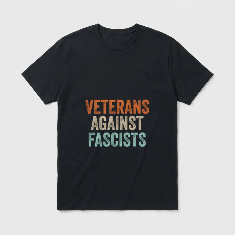 Veterans Against Fascists Retro Patriotic Veteran T-Shirt – Classic T-Shirt in Black