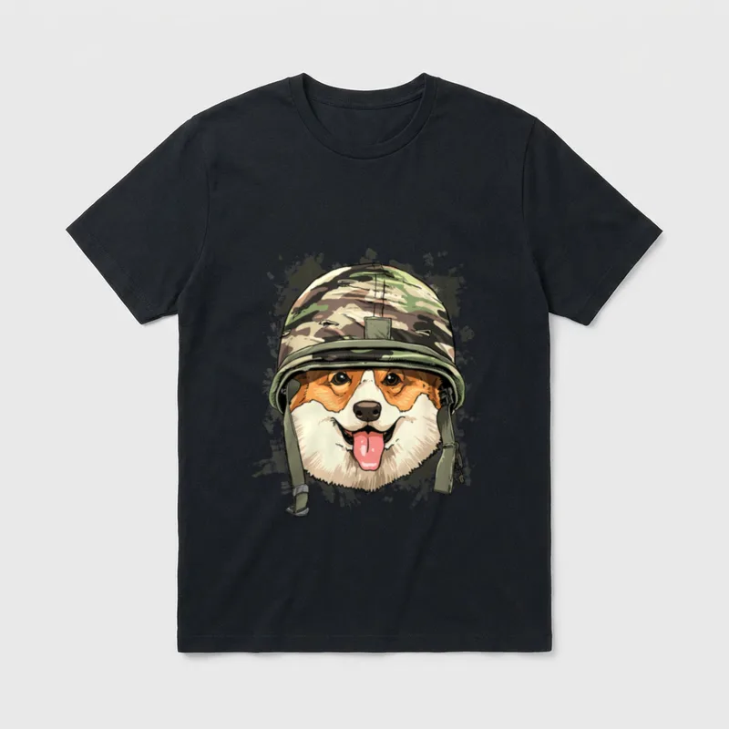 Pembroke Welsh Corgi Military Soldier Veterans T-Shirt – Classic T-Shirt in Black