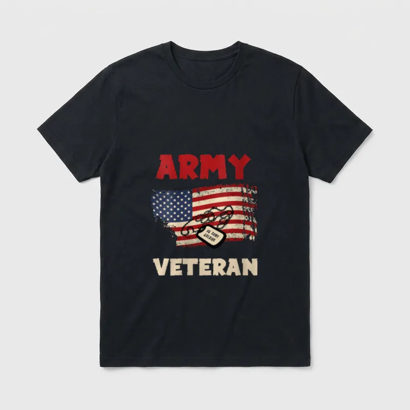 American Flag Proud Us Army Veteran T-Shirt – Classic T-Shirt in Black
