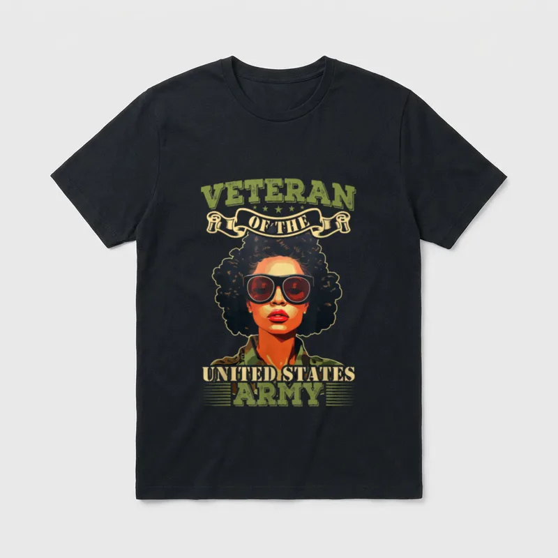 Veteran of the United States Soldier T-Shirt – VETERAN OF THE UNITED STATES ARMY with banner – Classic T-Shirt in Black