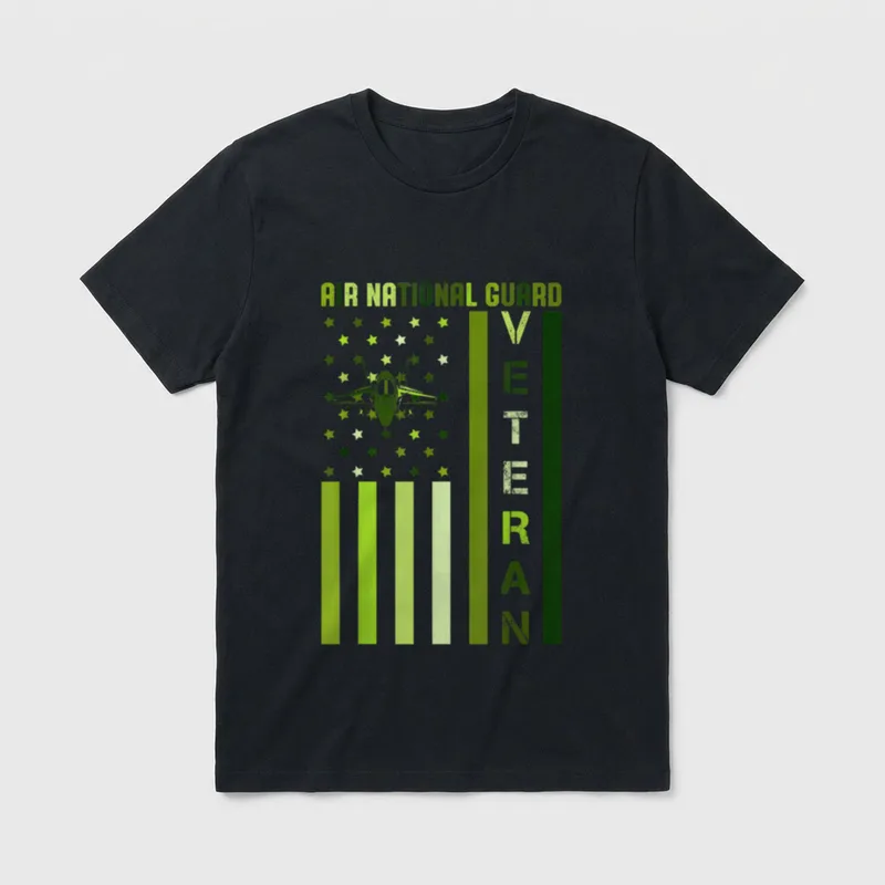 Air National Guard Veteran T-Shirt – Air National Guard Veteran text with fighter jet and stars – Classic T-Shirt in Black