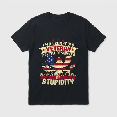 Sarcasm Stupidity Grumpy Old Veteran Soldier T-Shirt – Classic T-Shirt in Black