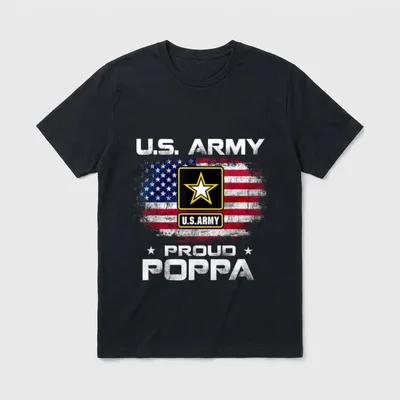 Proud Poppa with American Flag Veteran T-Shirt – Classic T-Shirt in Black