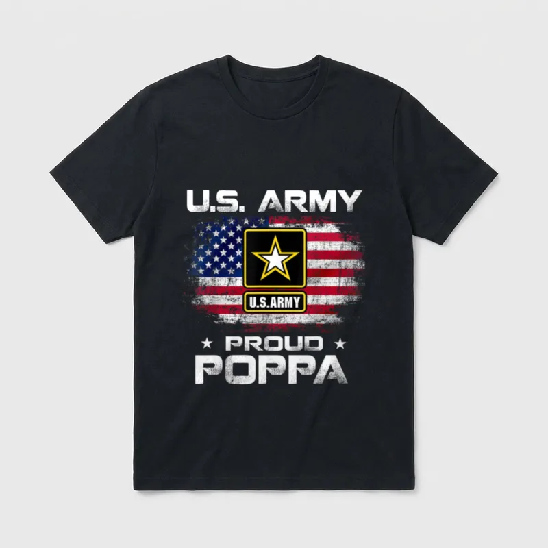 Proud Poppa with American Flag Veteran T-Shirt – Classic T-Shirt in Black