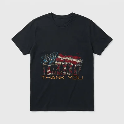 American Flag Thank You Veterans Soldiers T-Shirt – Classic T-Shirt in Black