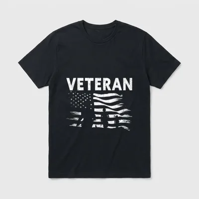 Veteran USA Flag America American Soldier T-Shirt – Classic T-Shirt in Black