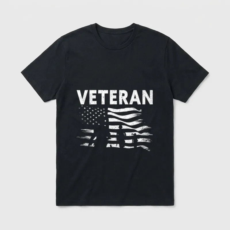 Veteran USA Flag America American Soldier T-Shirt – Classic T-Shirt in Black