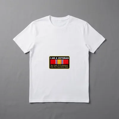 VETERAN Oath of Enlistment T-Shirt – I AM A VETERAN ribbon patch with oath text – Classic T-Shirt in Black