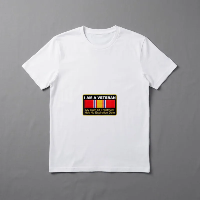 VETERAN Oath of Enlistment T-Shirt – I AM A VETERAN ribbon patch with oath text – Classic T-Shirt in Black