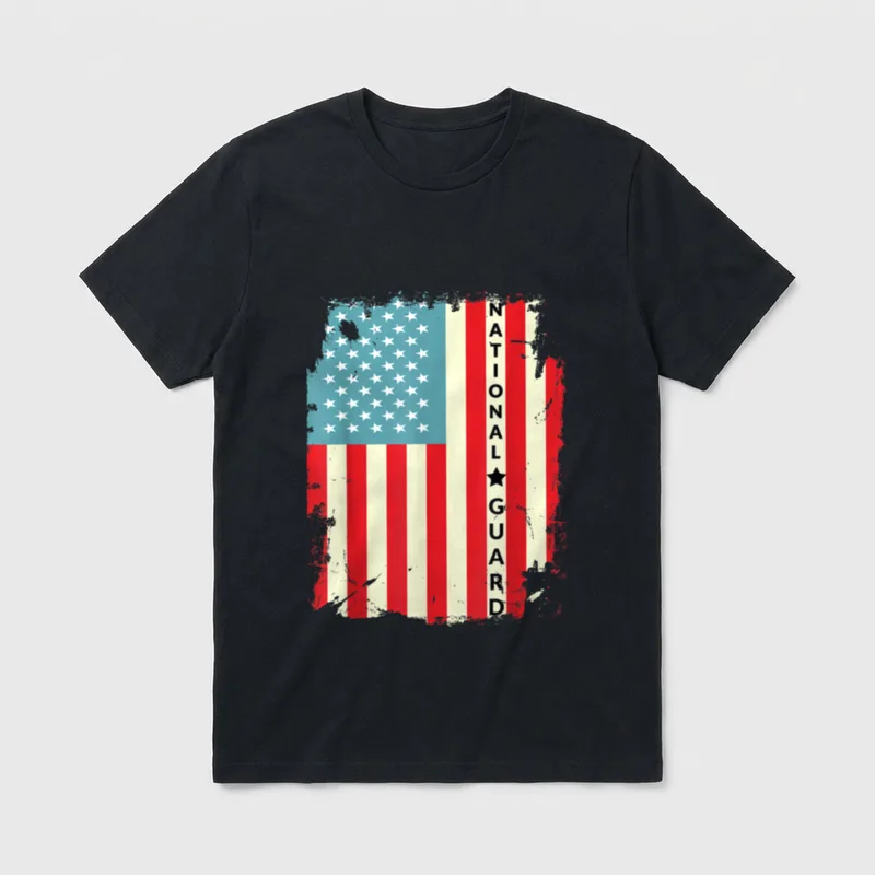 Guard US American Flag Distressed Veteran T-Shirt – Classic T-Shirt in Black