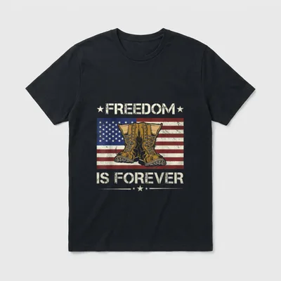 America Freedom Is Forever Army Veteran T-Shirt – Classic T-Shirt in Black