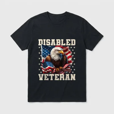 Disabled Veteran American Flag Military T-Shirt – Classic T-Shirt in Black