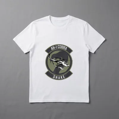 AH-1 Cobra Helicopter T-Shirt – AH-1 COBRA and SNAKE text in military patch emblem – Classic T-Shirt in Black