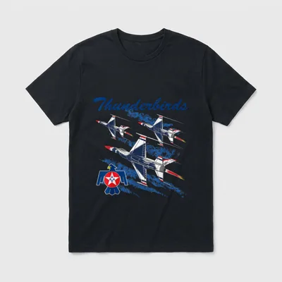 Air Force Thunderbirds F-16 T-Shirt – "Thunderbirds" with three F-16 jets and official emblem – Classic T-Shirt in Black
