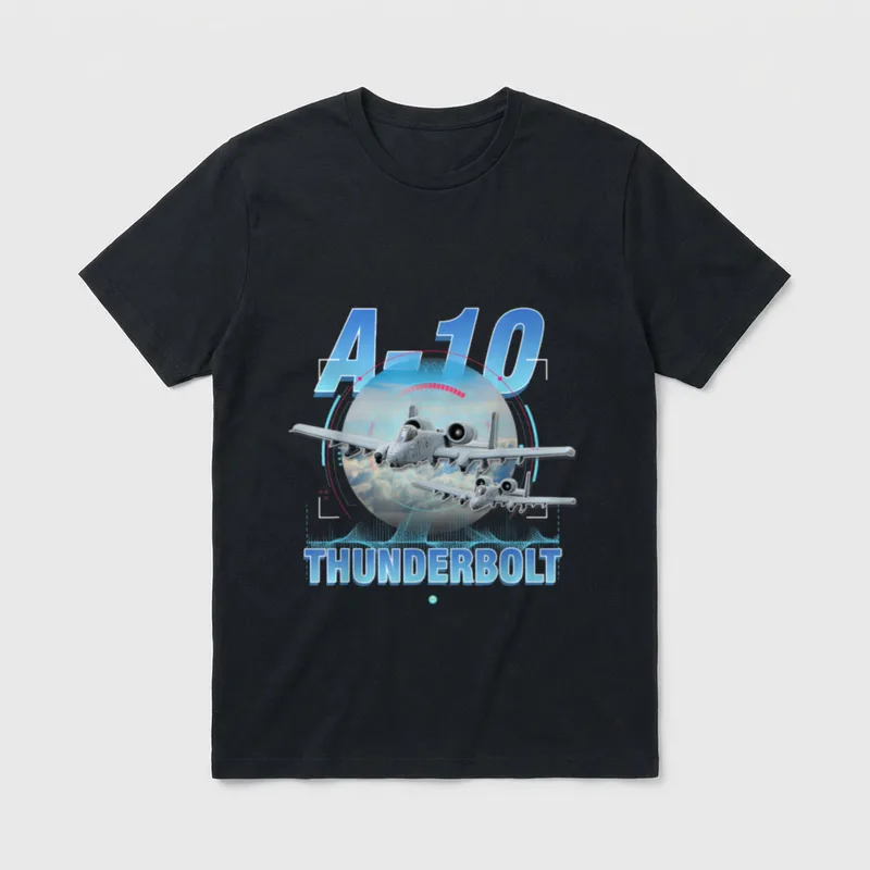 A-10 Warthog Veteran T-Shirt – A-10 and THUNDERBOLT text with two aircraft side by side – Classic T-Shirt in Black