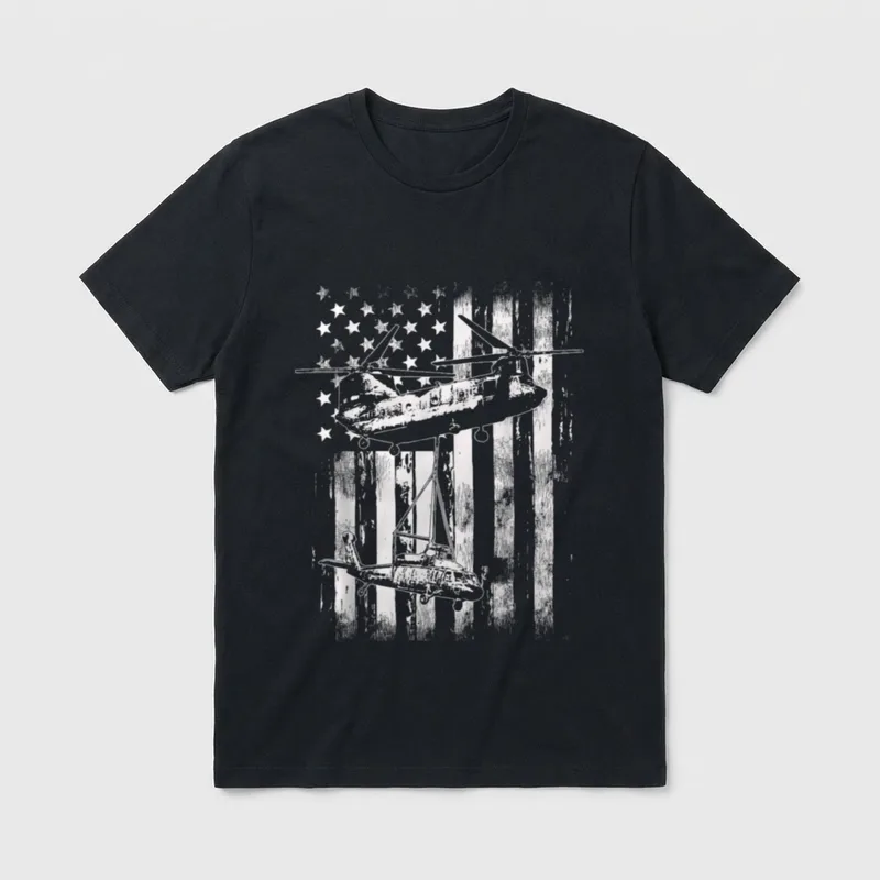Vintage Chinook Helicopter T-Shirt – Classic T-Shirt in Black