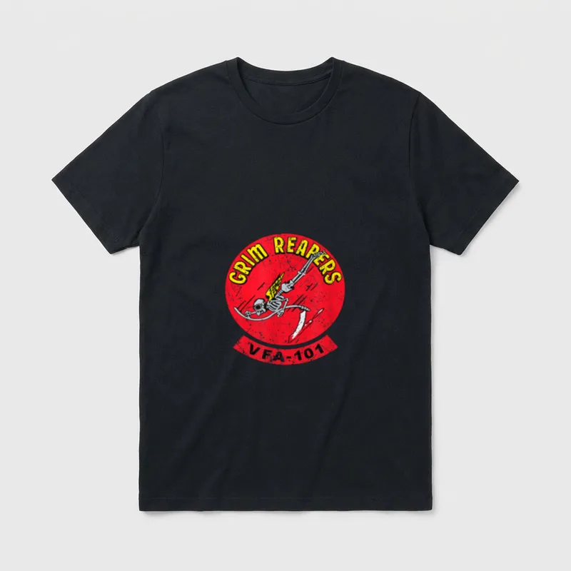 VFA-101 Grim Reapers Squadron T-Shirt – GRIM REAPERS VFA-101 patch with skeleton holding sword – Classic T-Shirt in Black