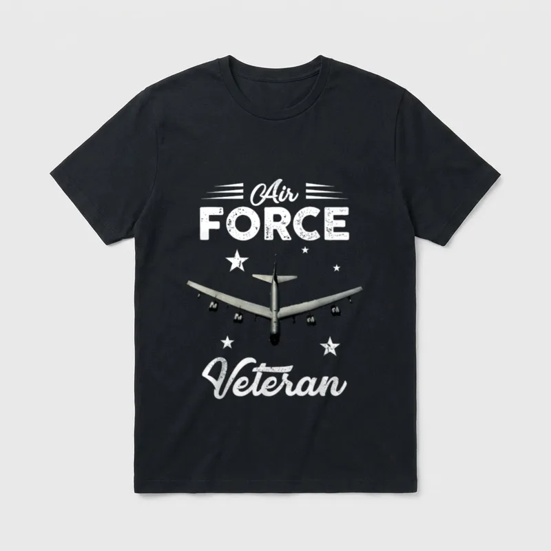 Air Force Veteran B-52 Bomber T-Shirt – Air Force Veteran B-52 text with bomber aircraft – Classic T-Shirt in Black