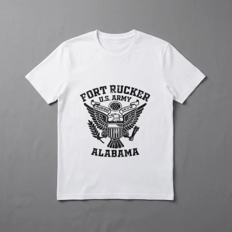 Fort Rucker Veteran T-Shirt – Fort Rucker U.S. Army eagle seal with Alabama text – Classic T-Shirt in Black